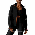 New fashion long Hoodie style demin jacket with zipper and hats wholesale fall long sleeve outwear jacket womens